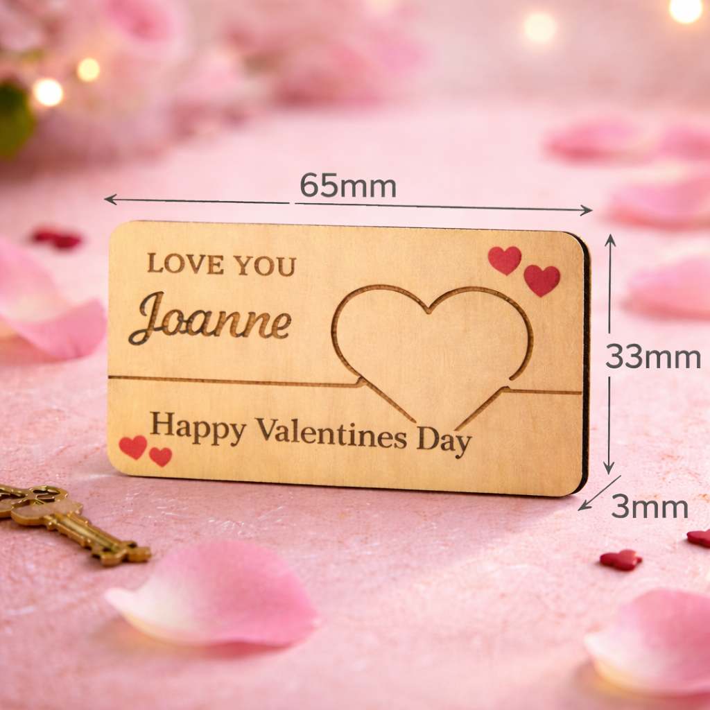 Classic engraved wooden wallet Valentine card