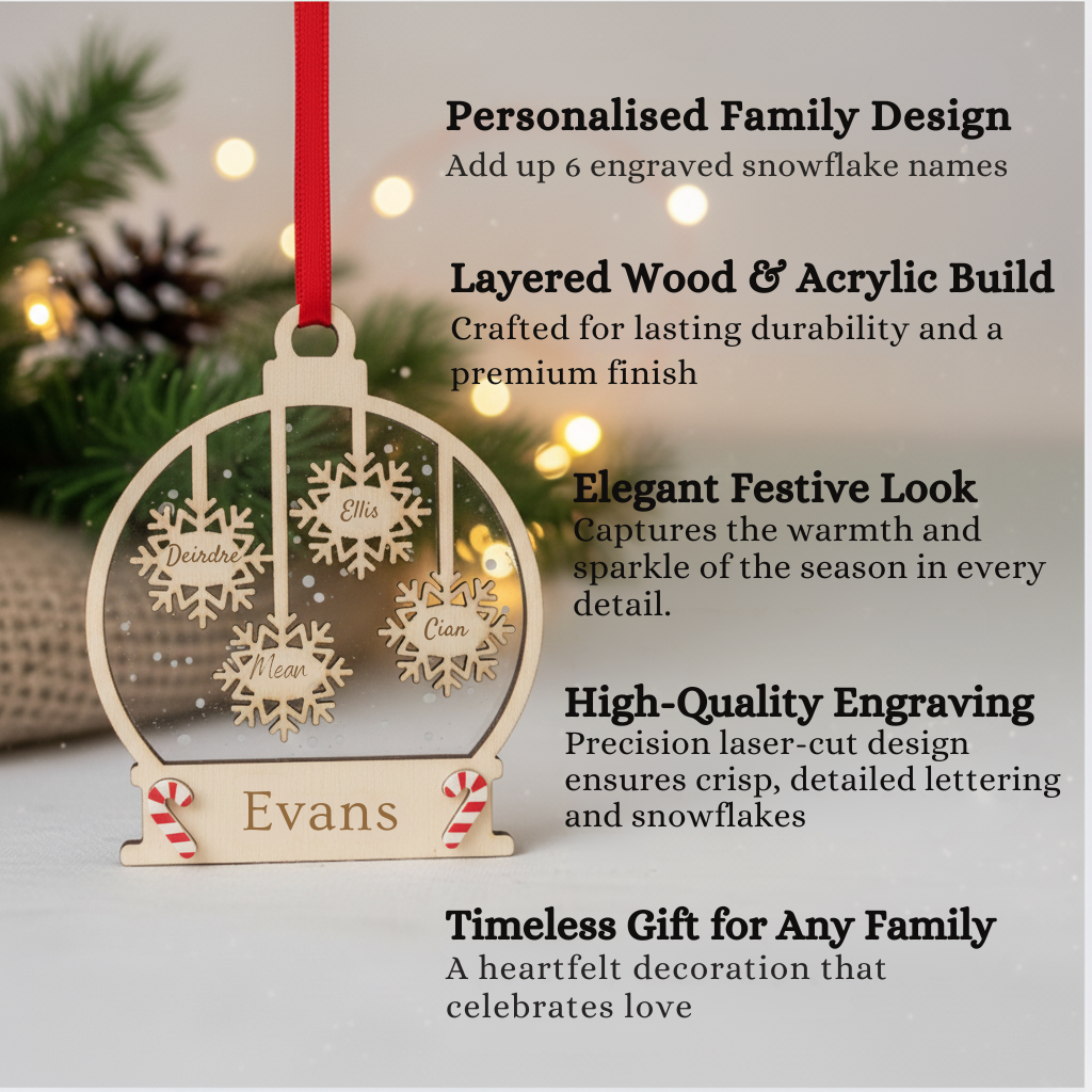 Family Snowflake Ornament – Personalised “Our Tree” Design