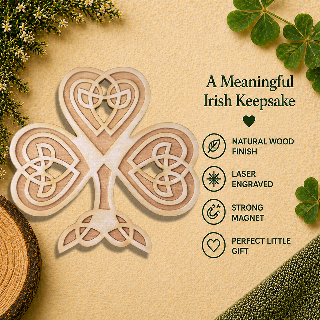 Laser Engraved Celtic Shamrock Magnet