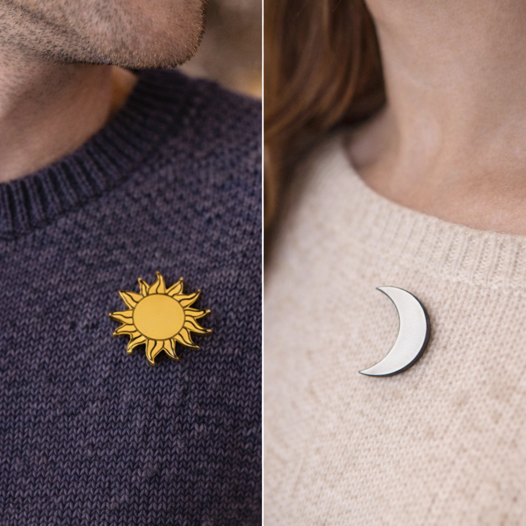 Two Halves of the Sky – Sun & Moon Acrylic Pins Set