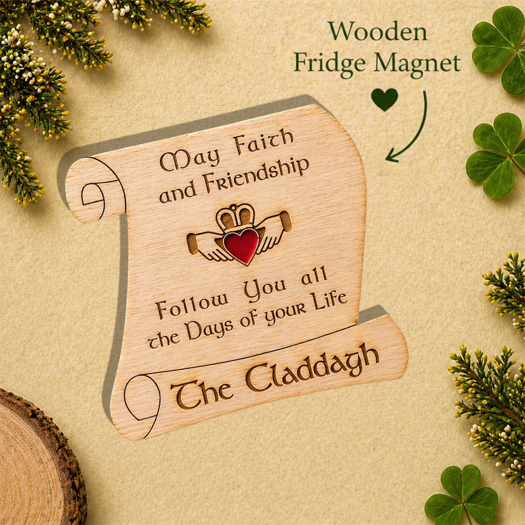 Claddagh Irish Blessing Wooden Magnet