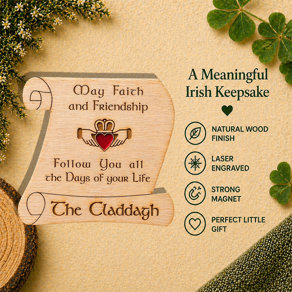 Claddagh Irish Blessing Wooden Magnet