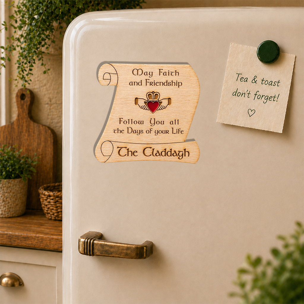 Claddagh Irish Blessing Wooden Magnet