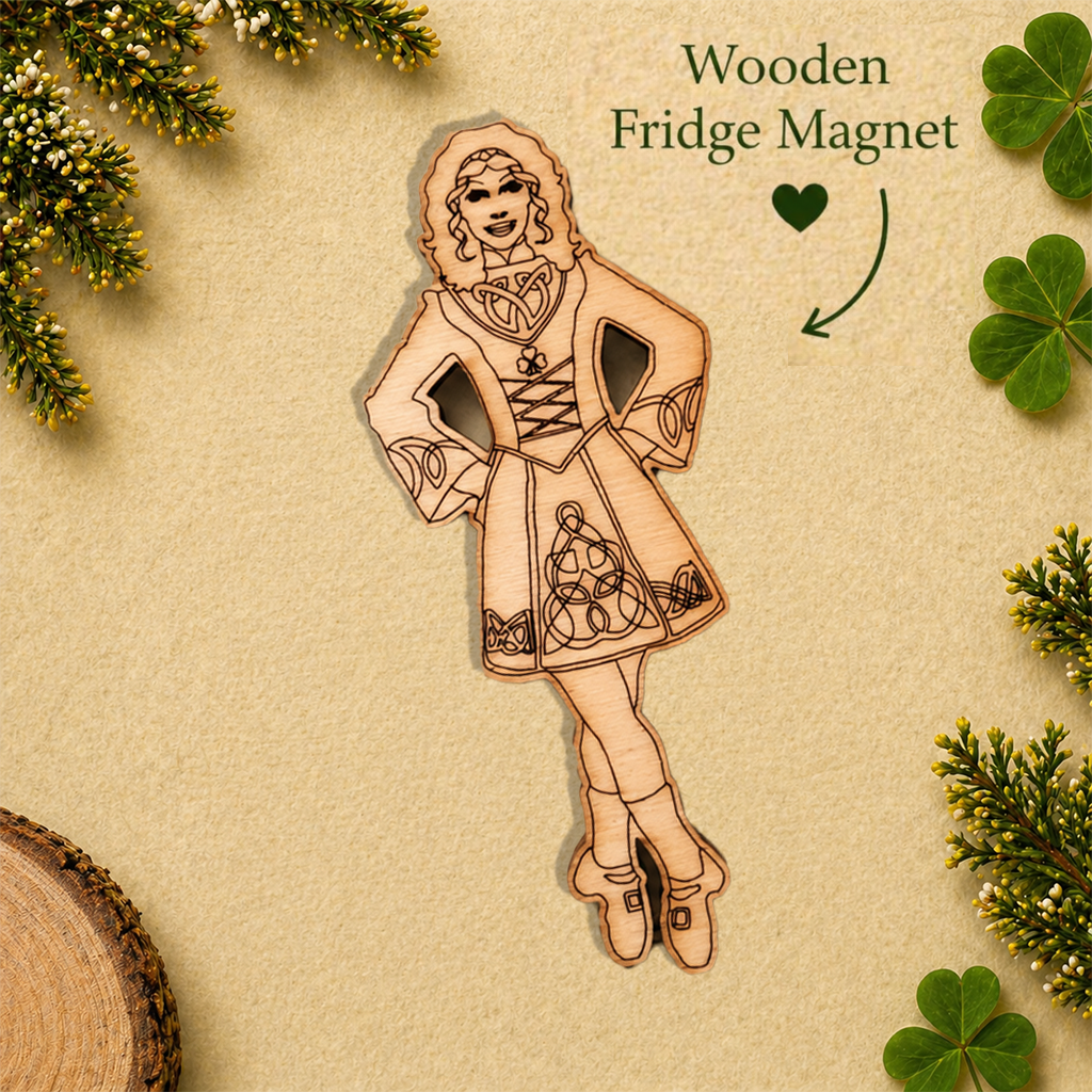 Celtic Girl Dancer Wooden Fridge Magnet