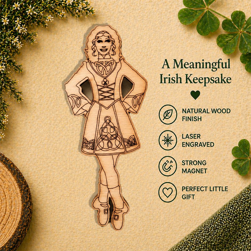 Celtic Girl Dancer Wooden Fridge Magnet