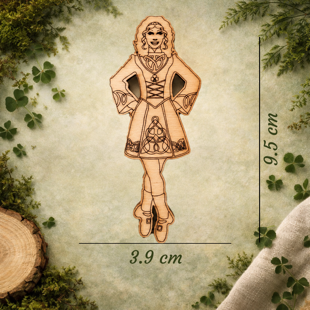 Celtic Girl Dancer Wooden Fridge Magnet