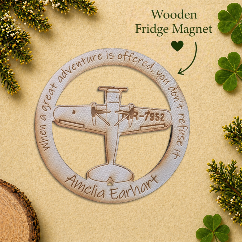 Amelia Earhart Wooden Fridge Magnet