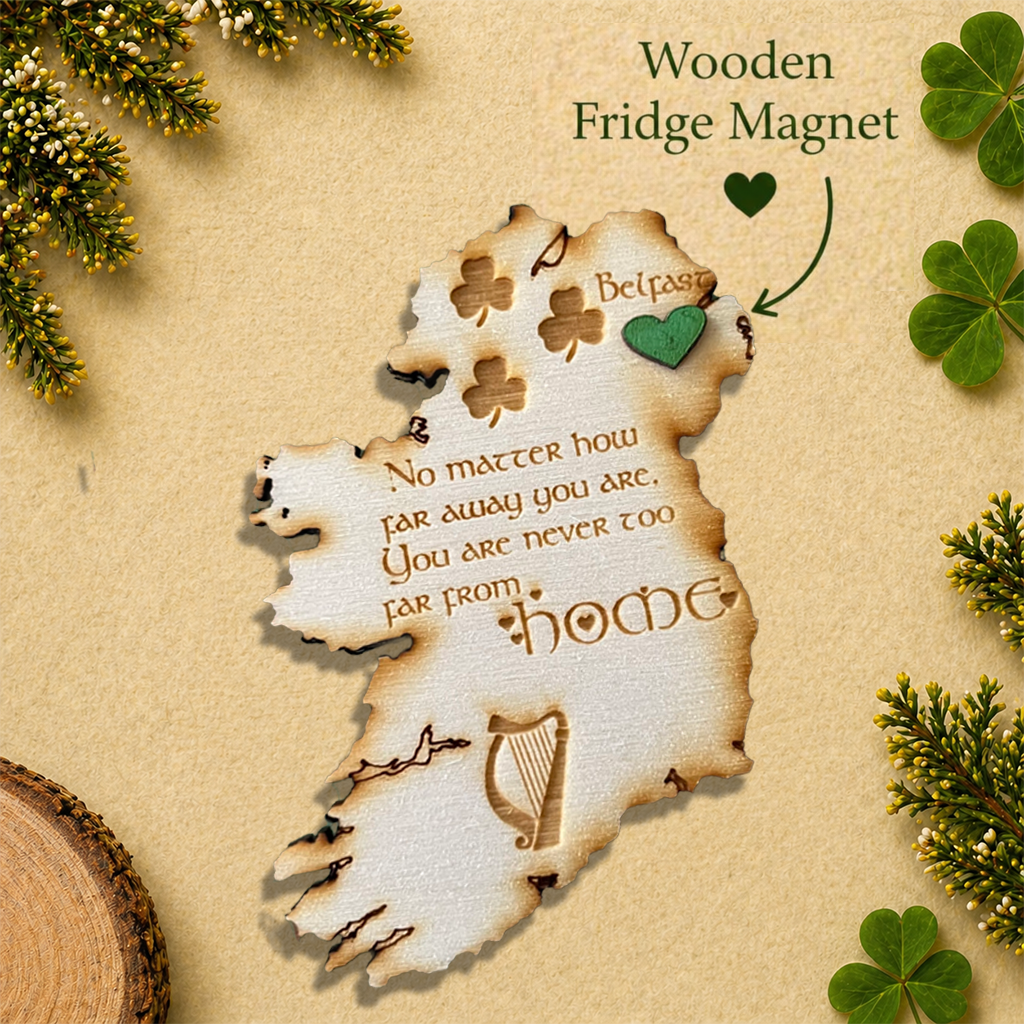 Ireland Map Wooden Fridge Magnet