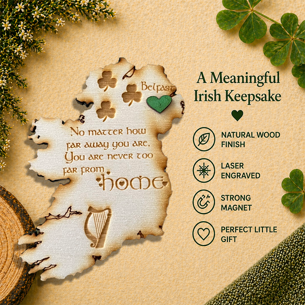 Ireland Map Wooden Fridge Magnet