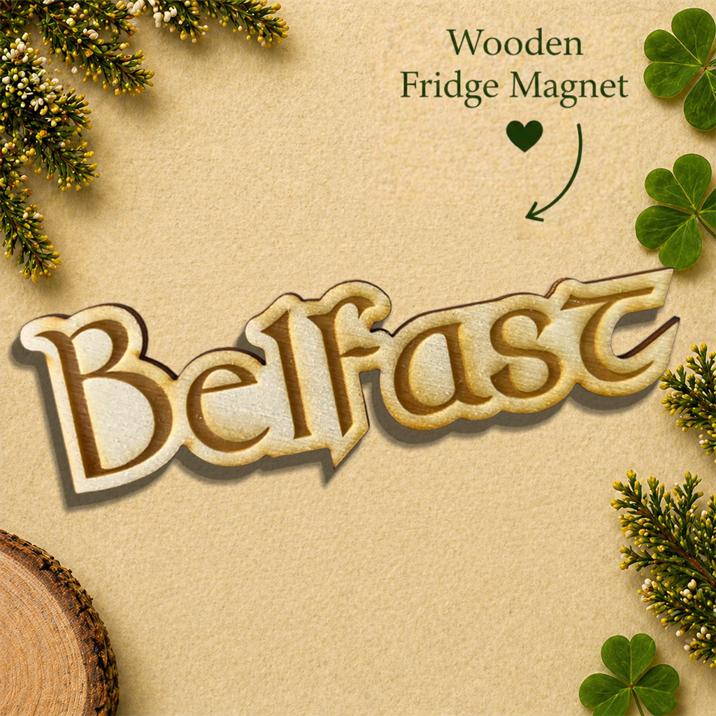 Belfast Script Wooden Fridge Magnet