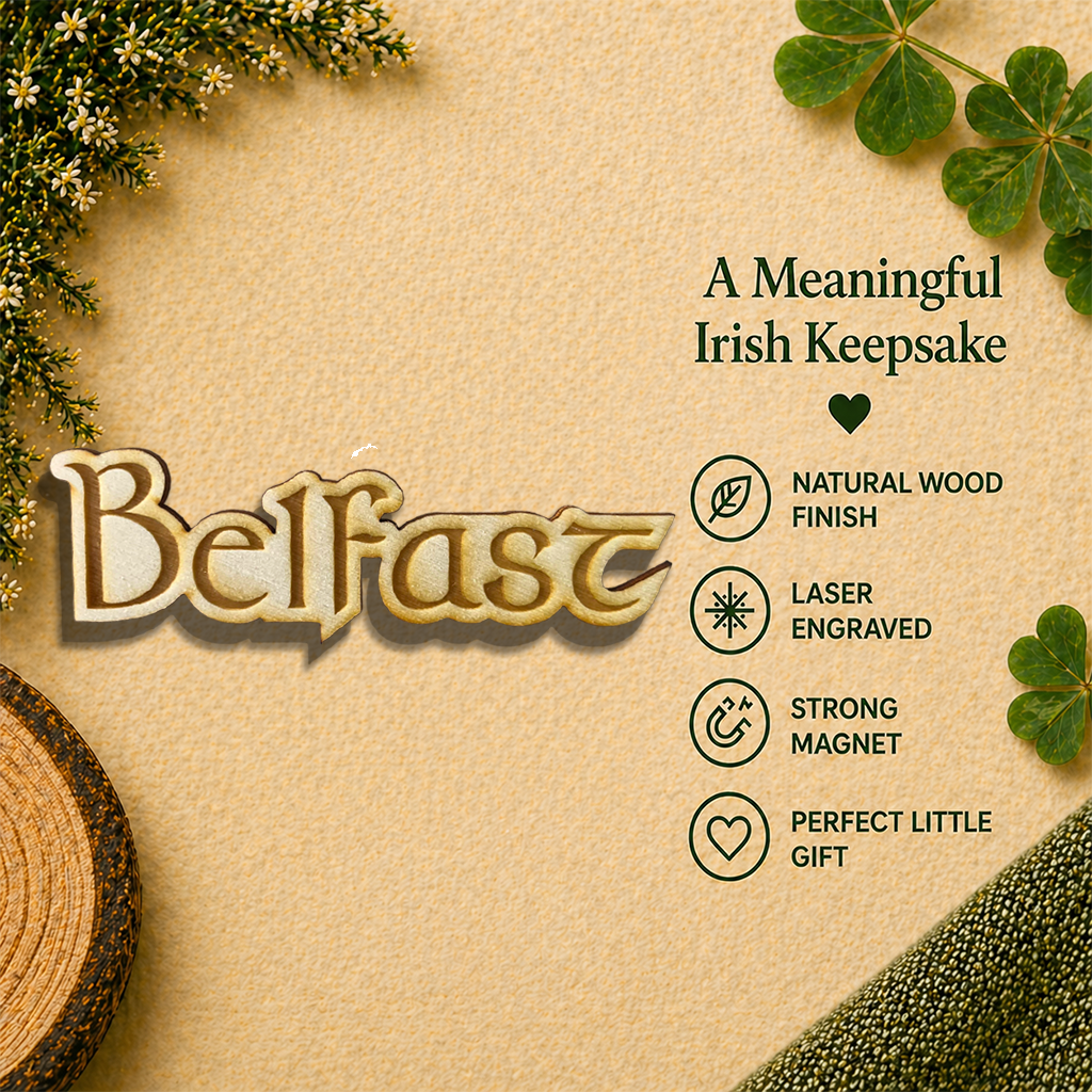 Belfast Script Wooden Fridge Magnet