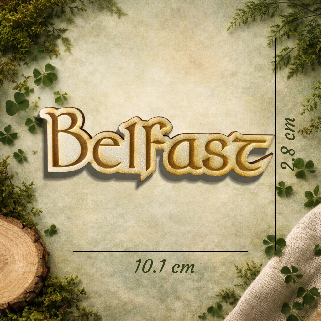 Belfast Script Wooden Fridge Magnet