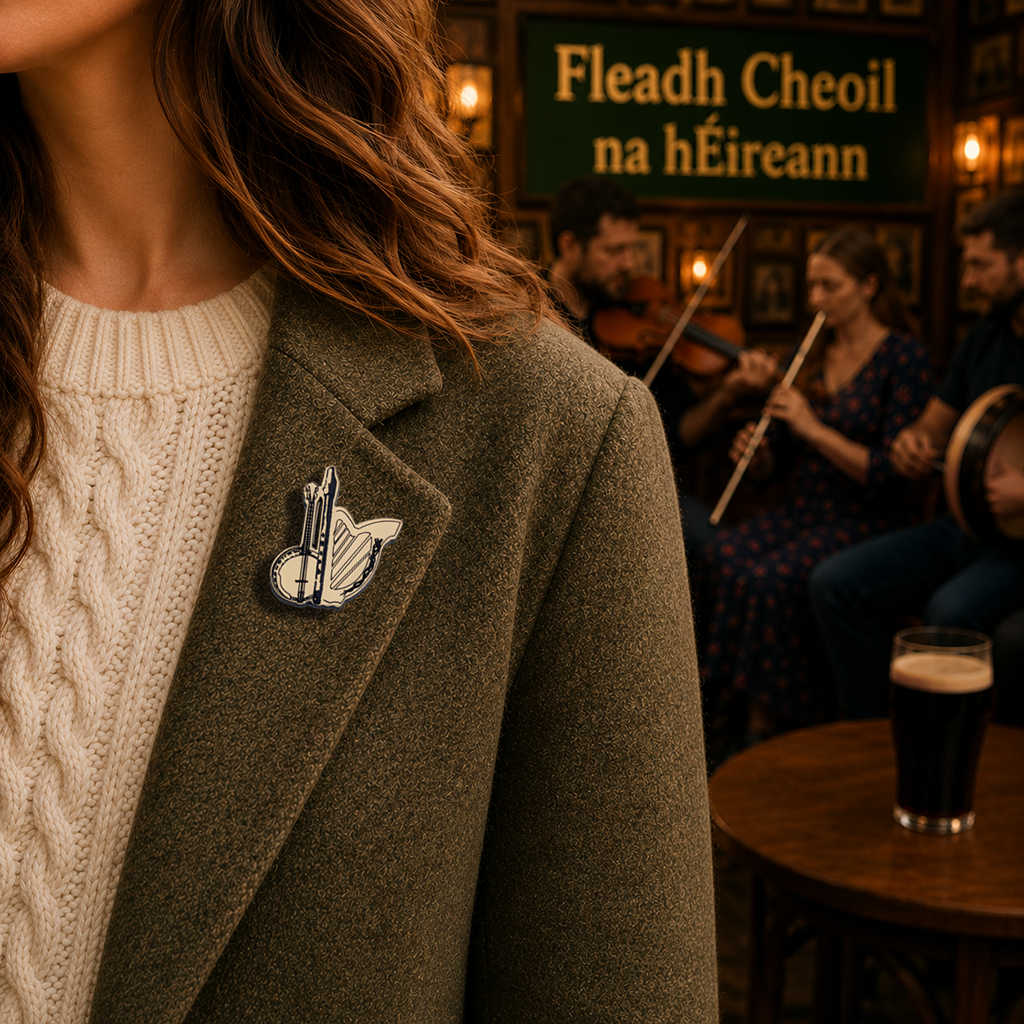 Banjo, Flute & Harp Lapel Pin | Irish Music Lapel Pin
