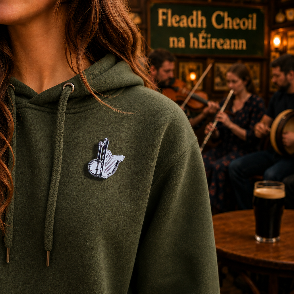 Banjo, Flute & Harp Lapel Pin | Irish Music Lapel Pin