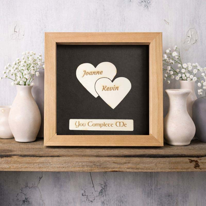 You Complete Me Personalised Heart Shadow Box Frame