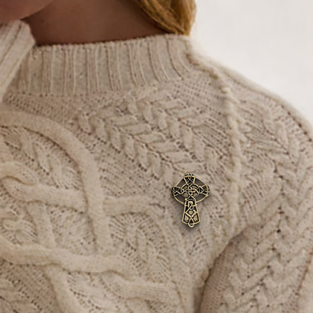 Irish Celtic Cross Poplar Wood Pin