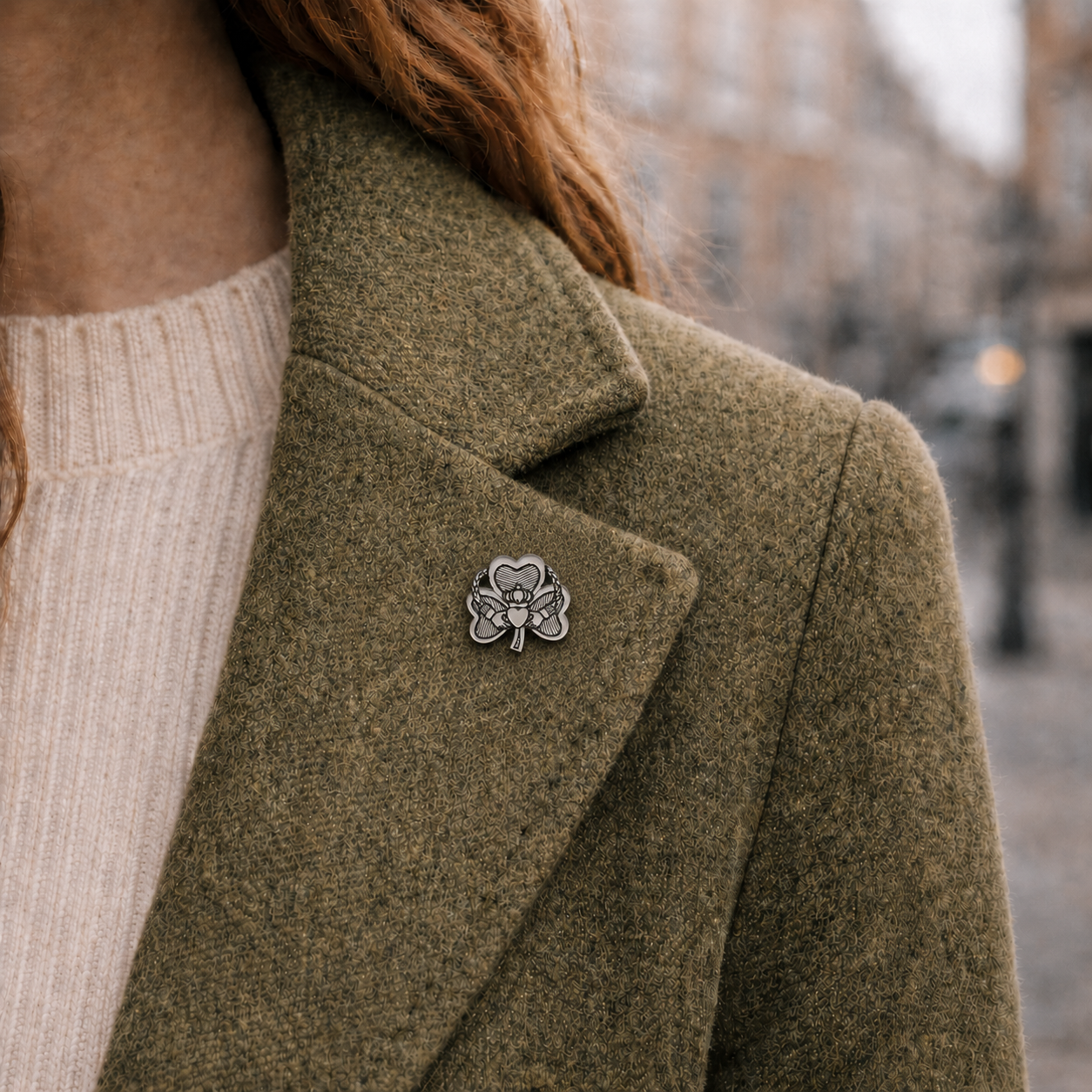 Claddagh Shamrock Pin – Love, Loyalty & Irish Luck