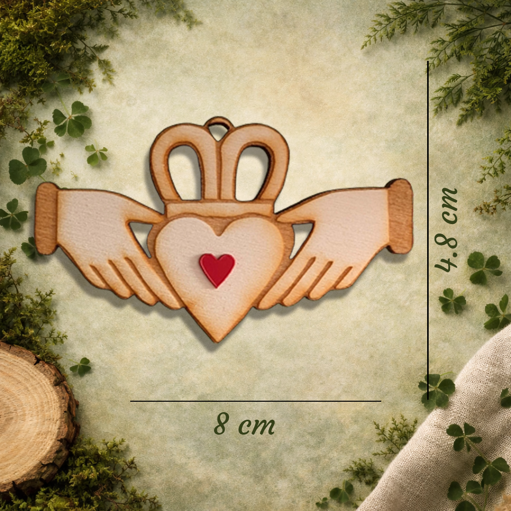 Claddagh White Wooden Fridge Magnet with Red Heart