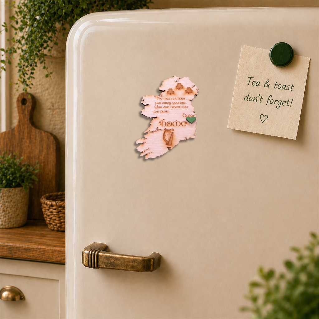 Ireland Map “Home” Wooden Fridge Magnet