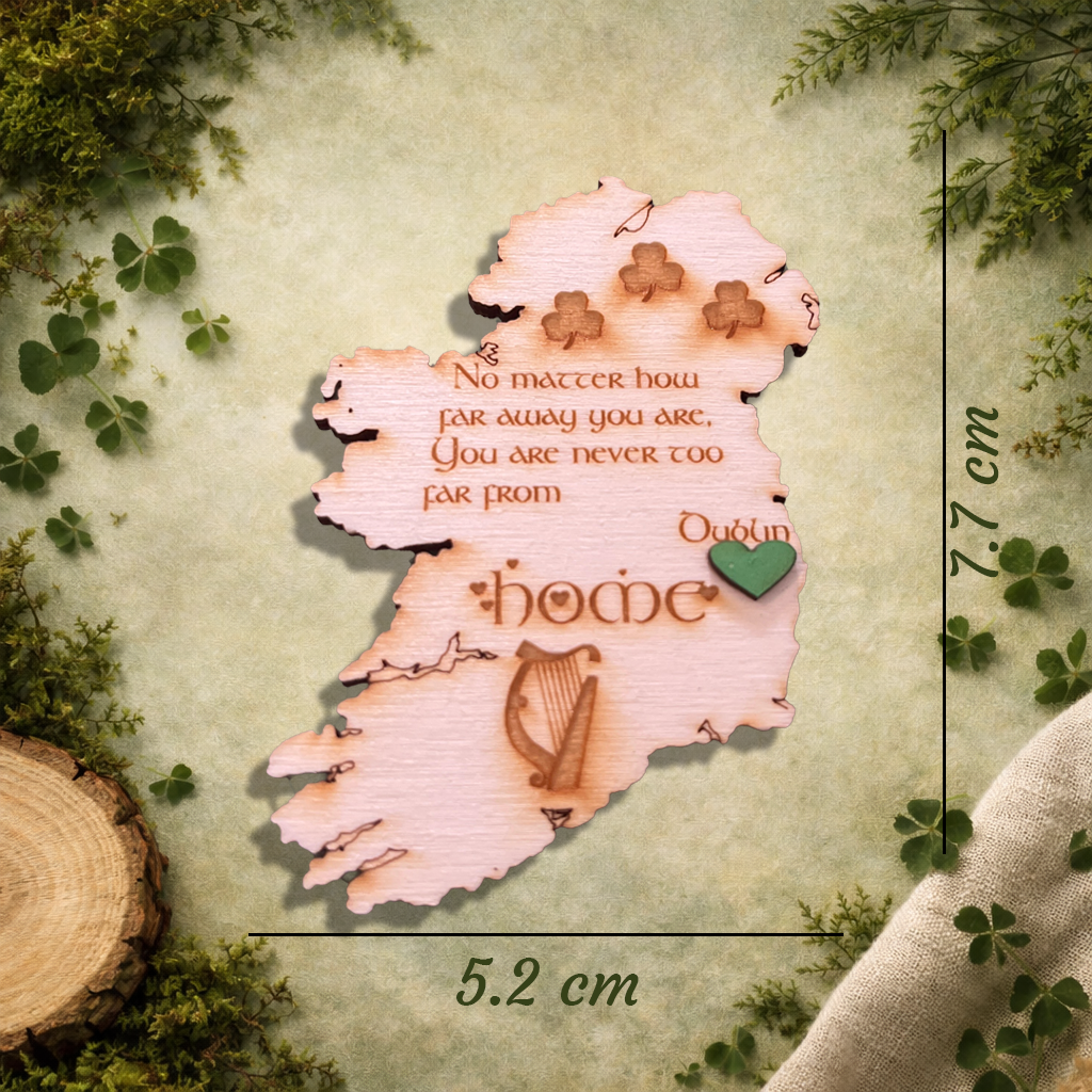 Ireland Map “Home” Wooden Fridge Magnet