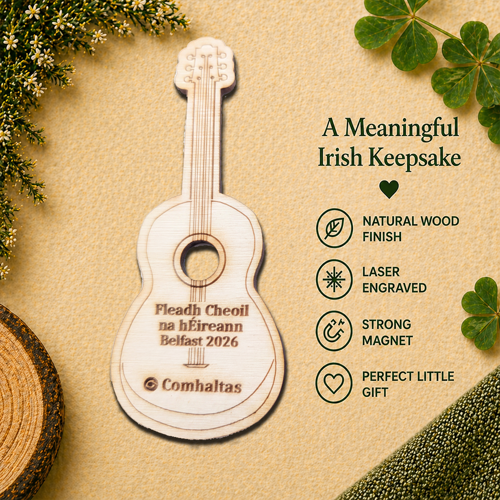 Personalised Comhaltas Fleadh Cheoil Belfast / Béal Feirste Guitar Fridge Magnet