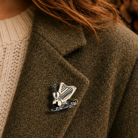 Harp, Fiddle and Uilleann Pipes Lapel Pin