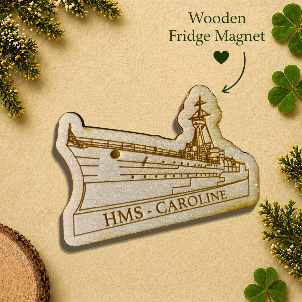 HMS Caroline Wooden Fridge Magnet