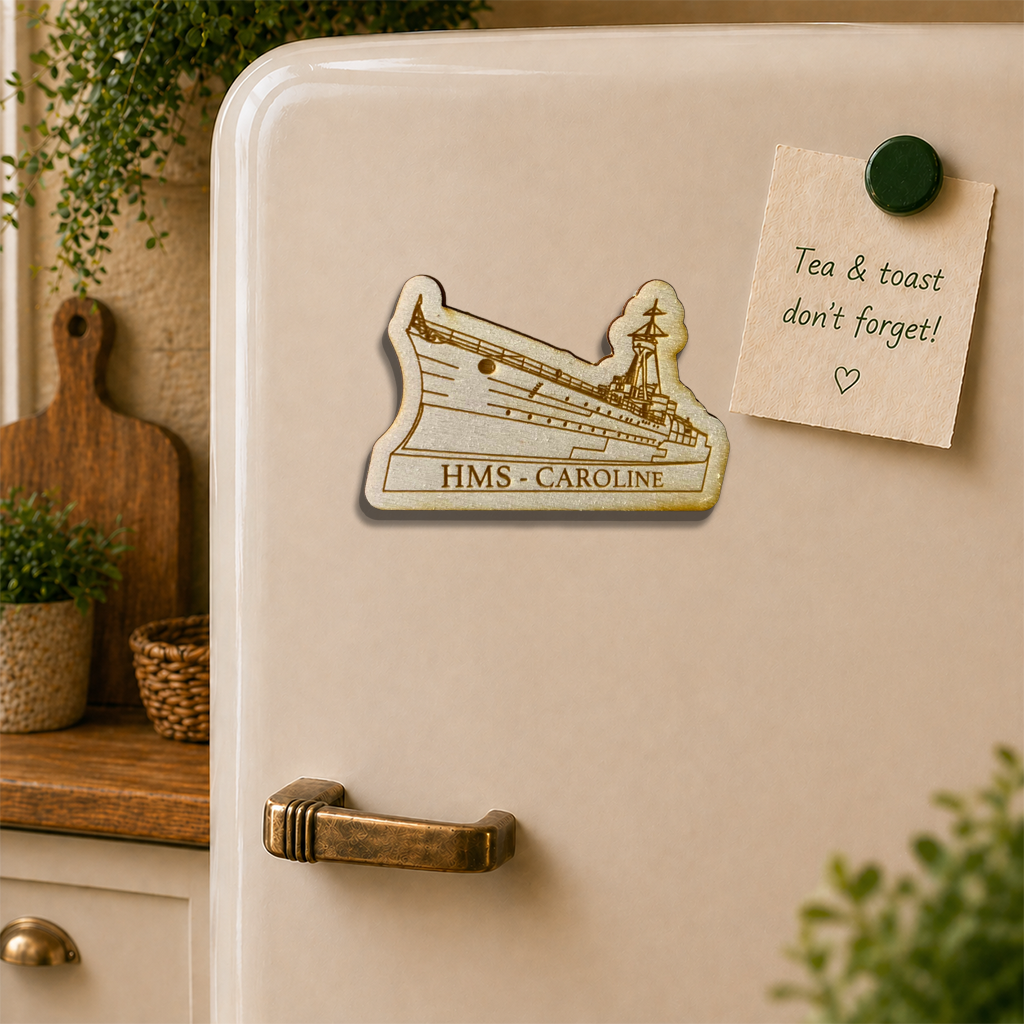 HMS Caroline Wooden Fridge Magnet