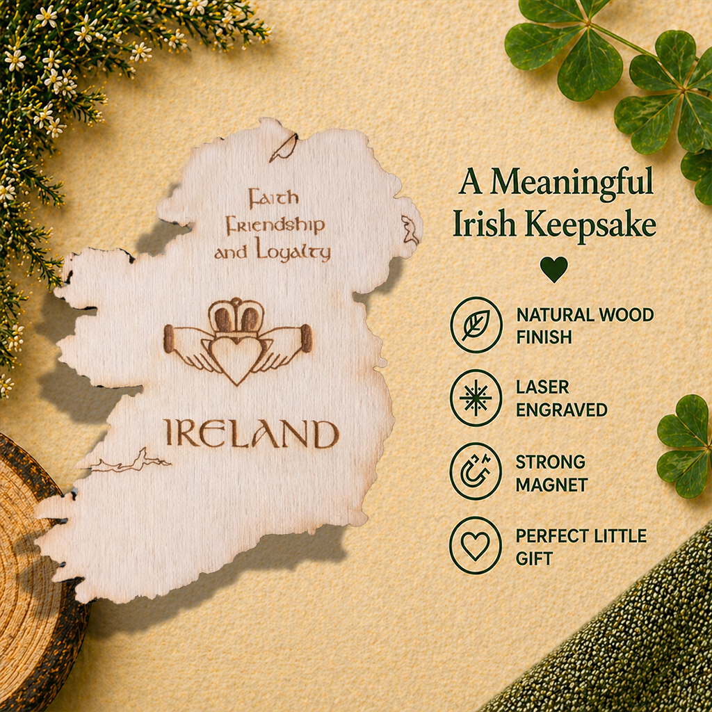 Ireland Claddagh Map Fridge Magnet