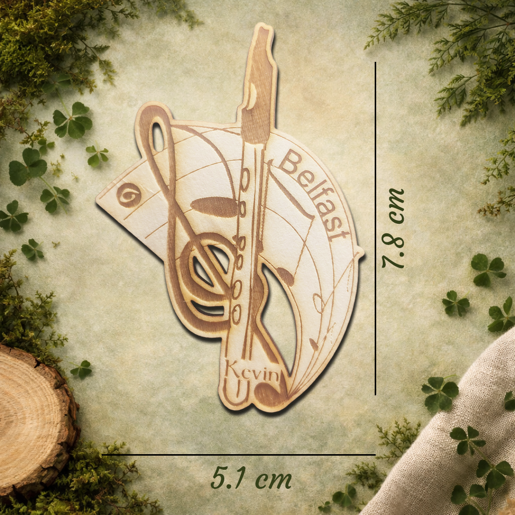 Personalised Comhaltas Fleadh Cheoil Belfast / Béal Feirste Tin Whistle & Treble Clef Fridge Magnet