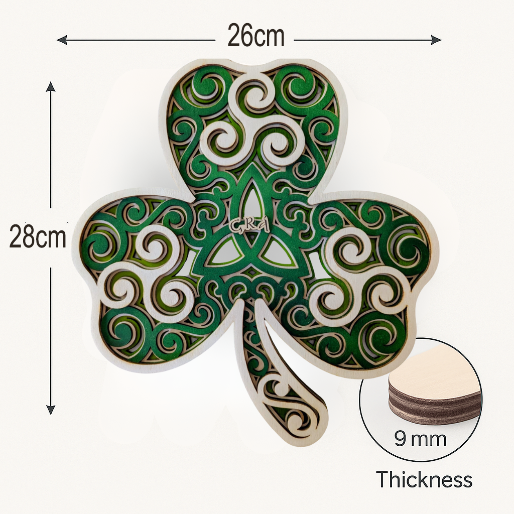 Layered Celtic Shamrock – Handcrafted Irish Wall Art