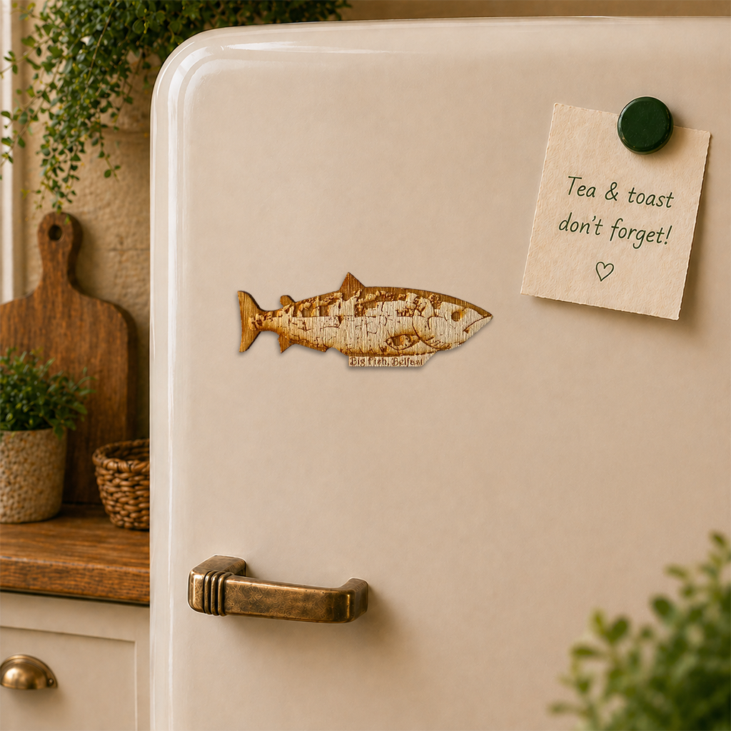 Big Fish Belfast Wooden Fridge Magnet