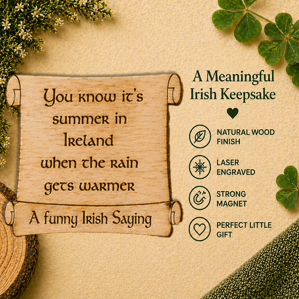 Funny Irish Saying Wooden Fridge Magnet – Summer in Ireland