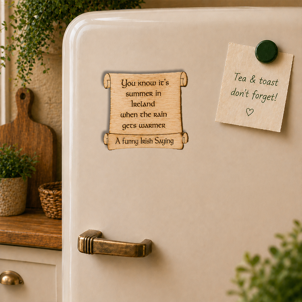 Funny Irish Saying Wooden Fridge Magnet – Summer in Ireland