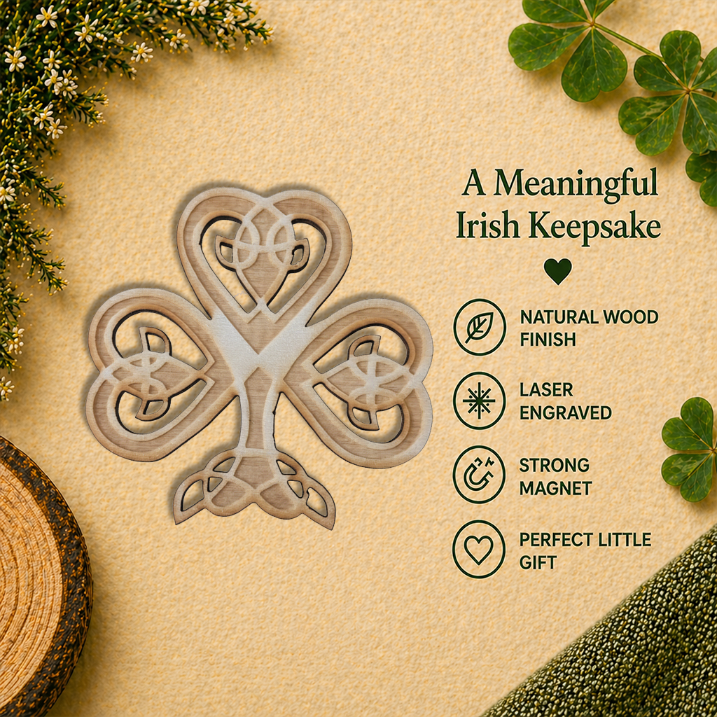 Laser Cut Celtic Shamrock Magnet