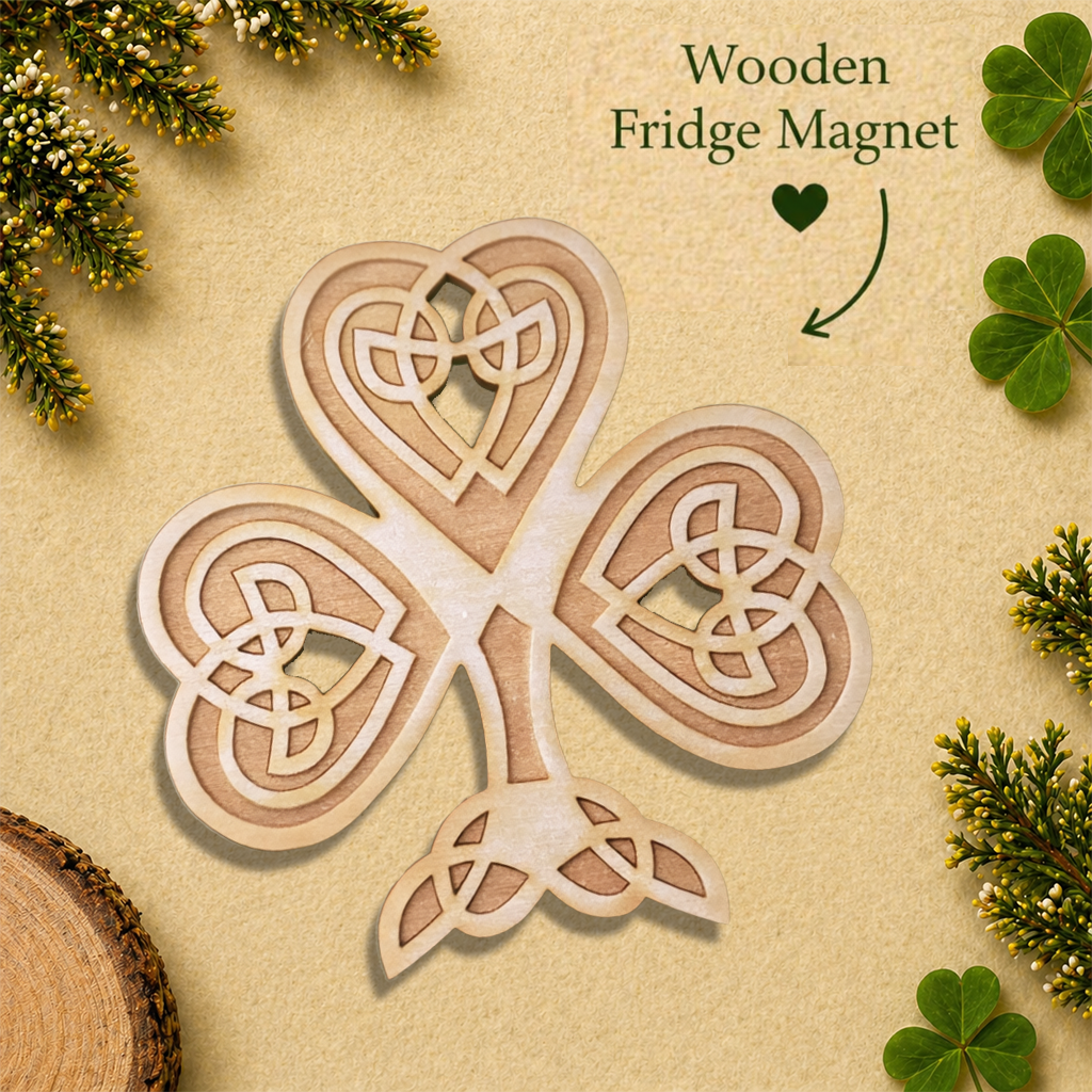 Laser Engraved Celtic Shamrock Magnet