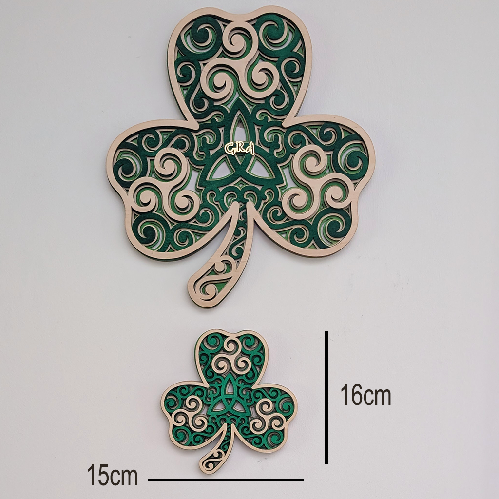 Layered Celtic Shamrock – Handcrafted Irish Wall Art