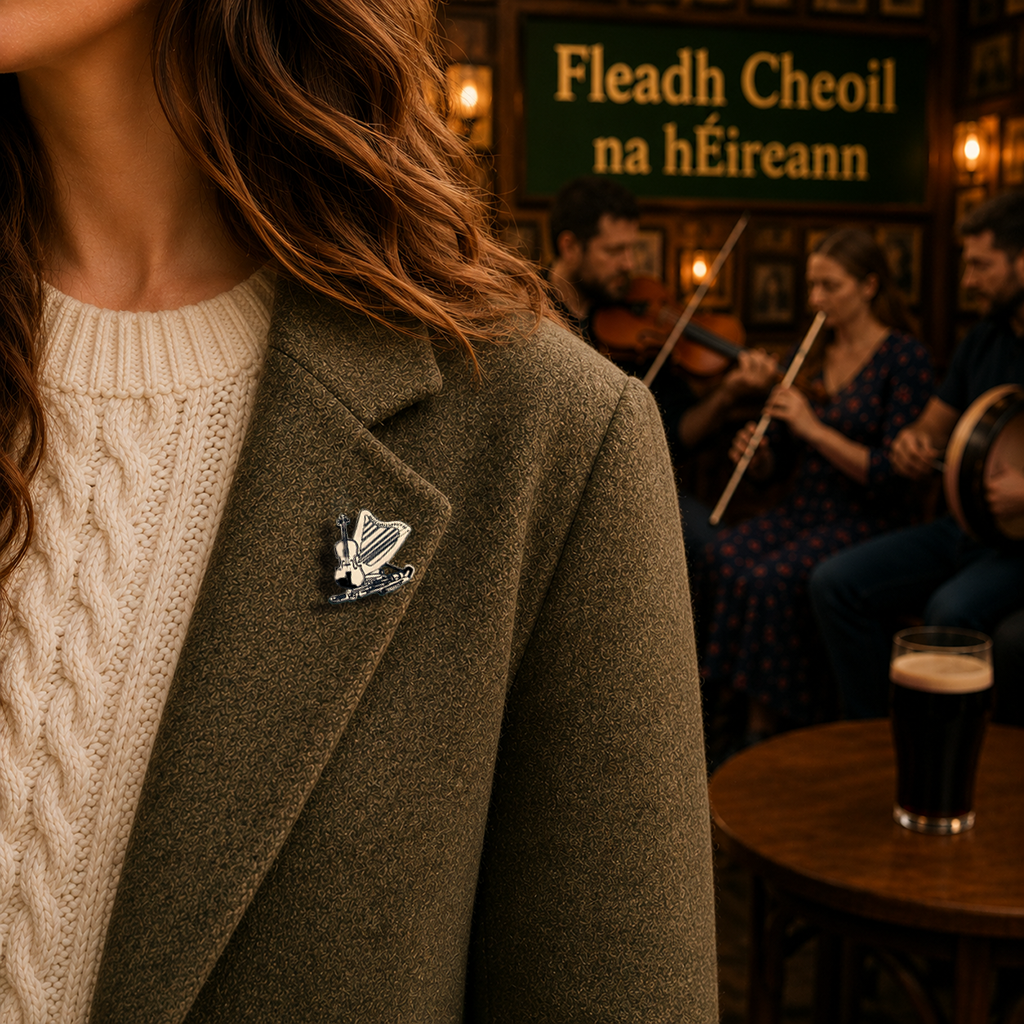 Harp, Fiddle and Uilleann Pipes Lapel Pin