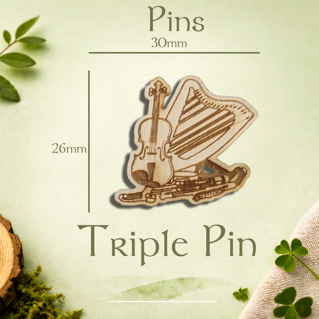 Harp, Fiddle and Uilleann Pipes Lapel Pin