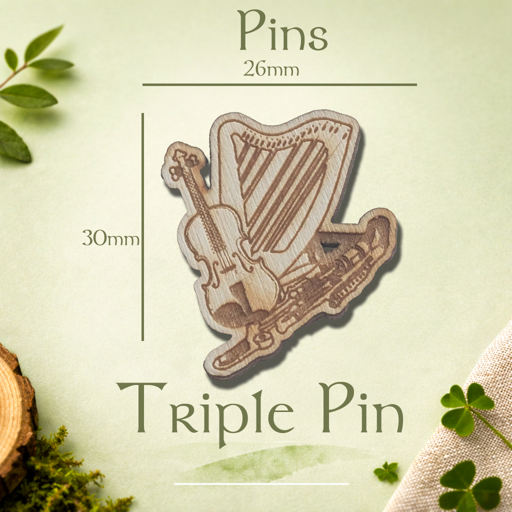 Harp, Fiddle and Uilleann Pipes Lapel Pin