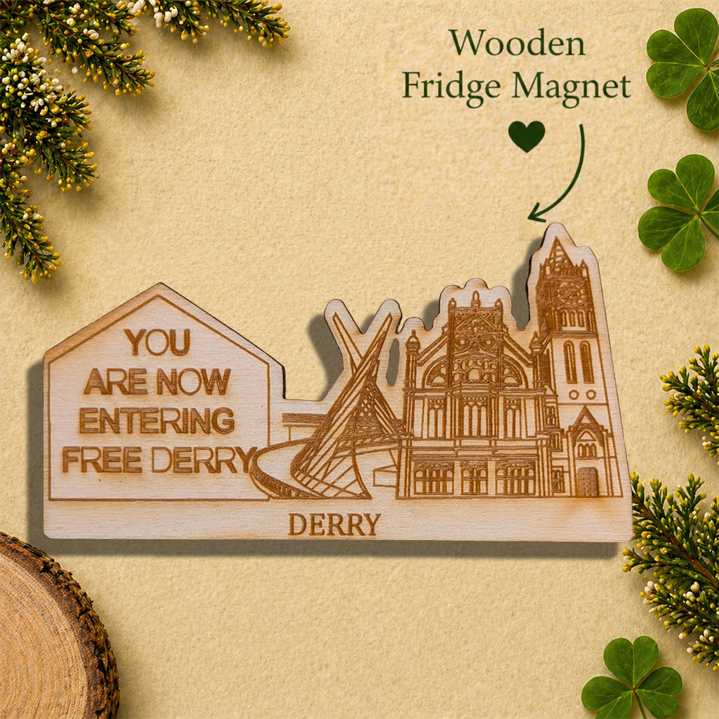 Derry Wooden Fridge Magnet – Free Derry Sign