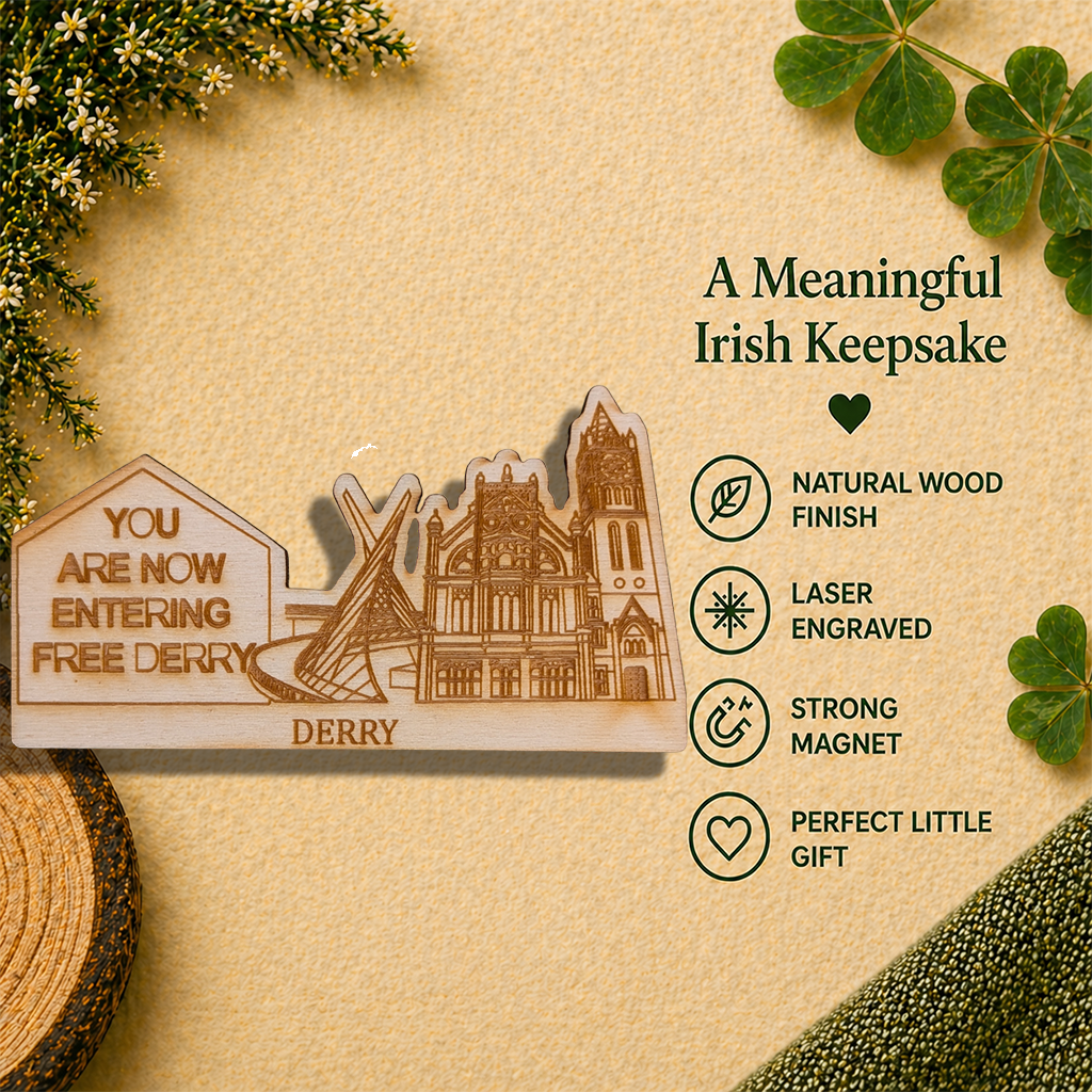 Derry Wooden Fridge Magnet – Free Derry Sign