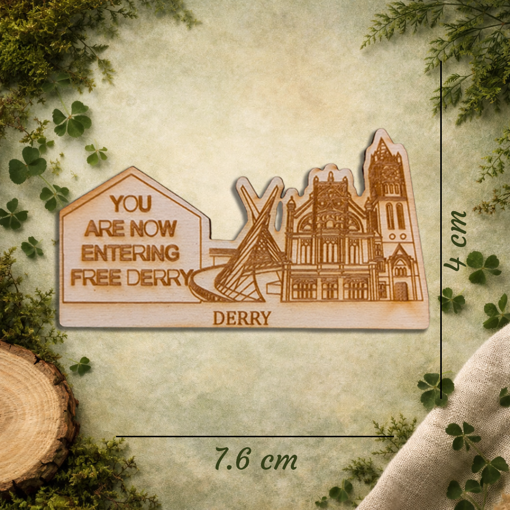 Derry Wooden Fridge Magnet – Free Derry Sign