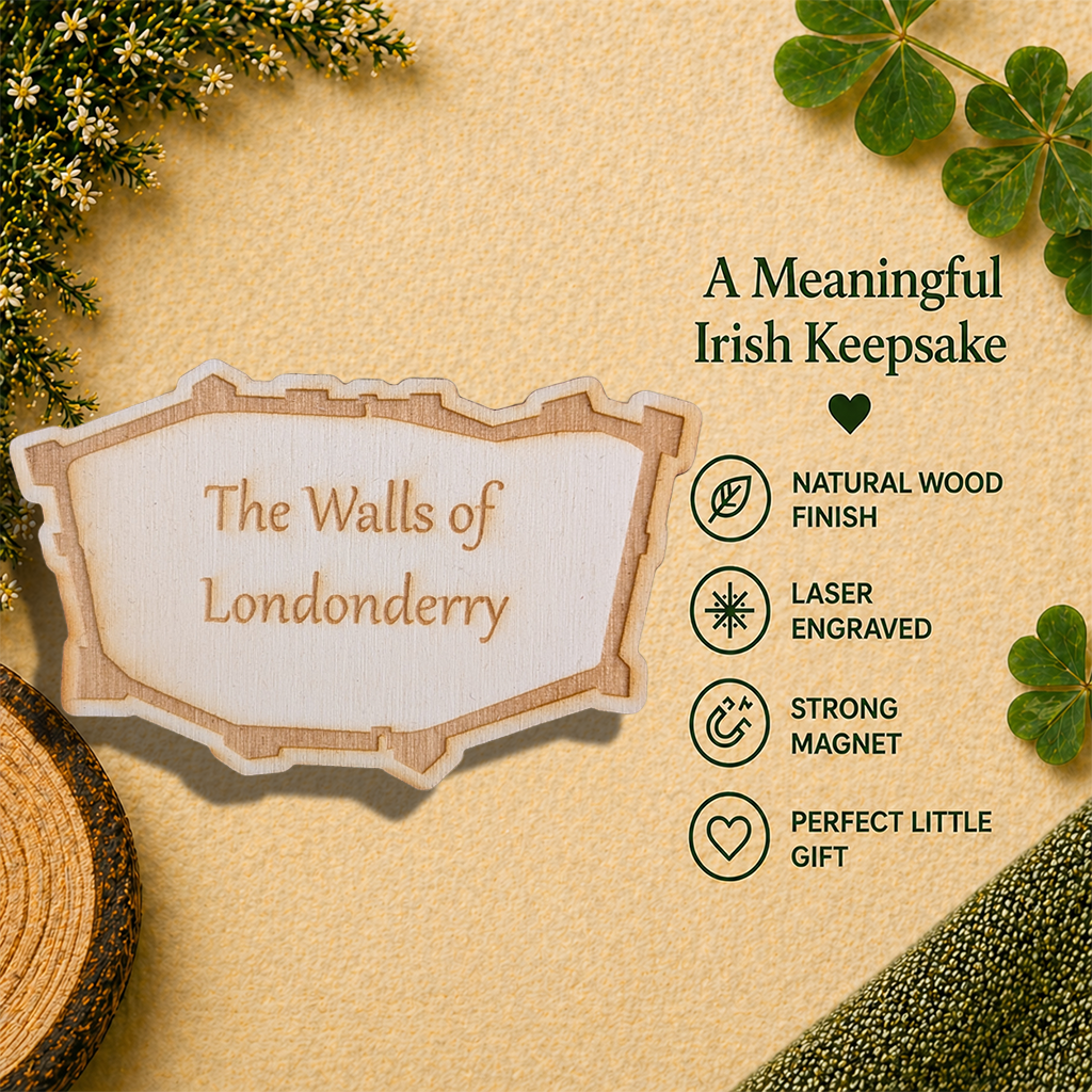 The Walls of Londonderry Wooden Fridge Magnet
